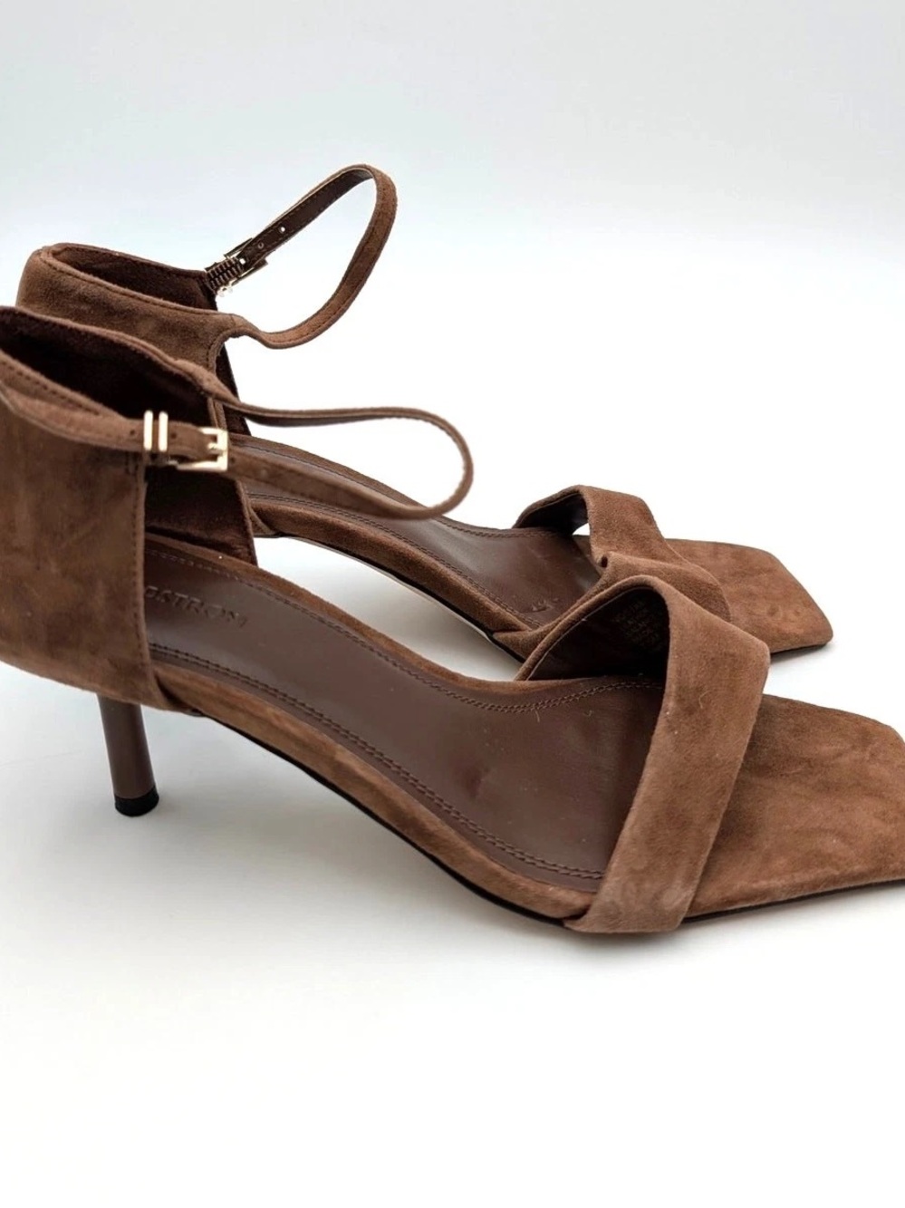 Classic Brown Suede Ankle-Strap Heels